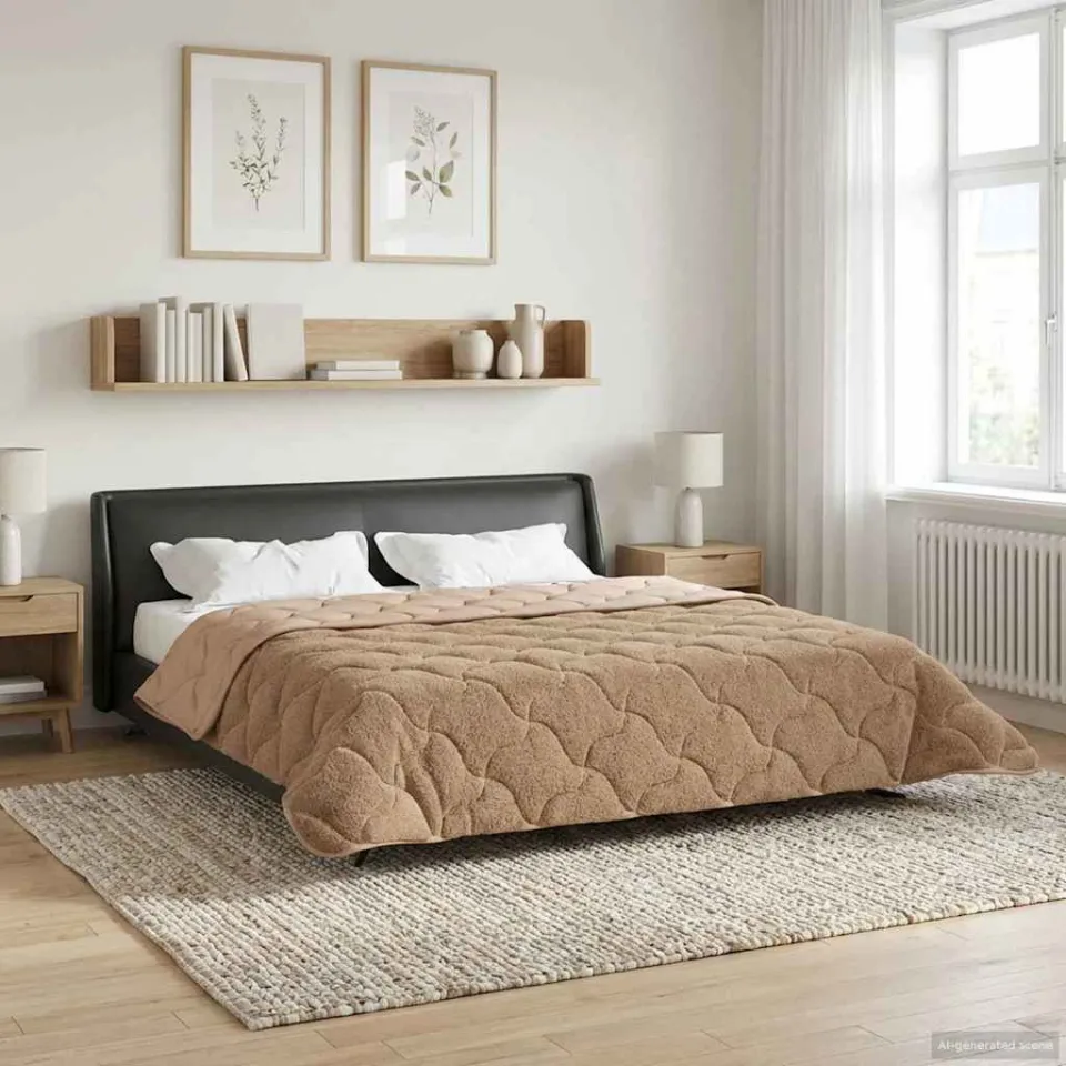 vidaXL Zomer Dekbed 200 x 220 cm Zomer Taupe Ademend, foto 4