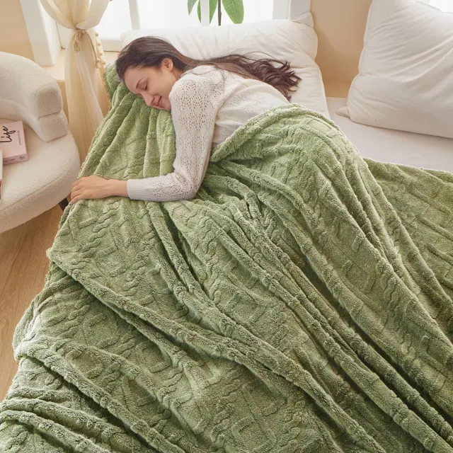 Ibenzoa Zachte en Pluizige Flanel Fleece Deken voor Comfort en Warmte op de Bank groen