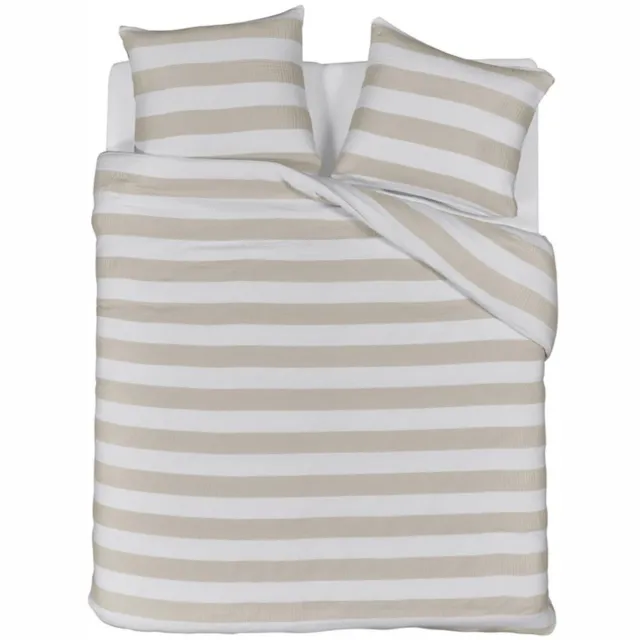 Riviera Maison Striped dekbedovertrek - Lits-Jumeaux XL - 260x200/220 - Zand
