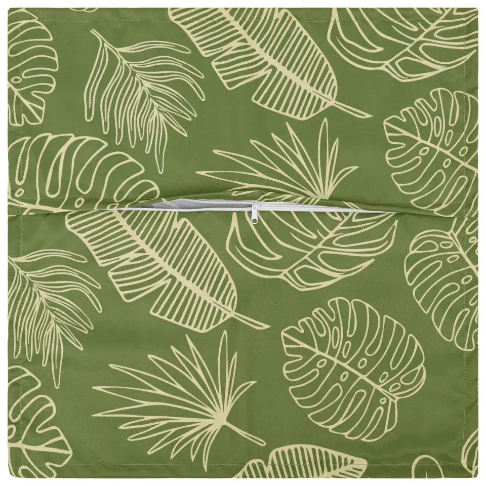 vidaXL Kussensloop 2 st HOUTEN Bladontwerp 40 x 40 cm Polyester groen, foto 4
