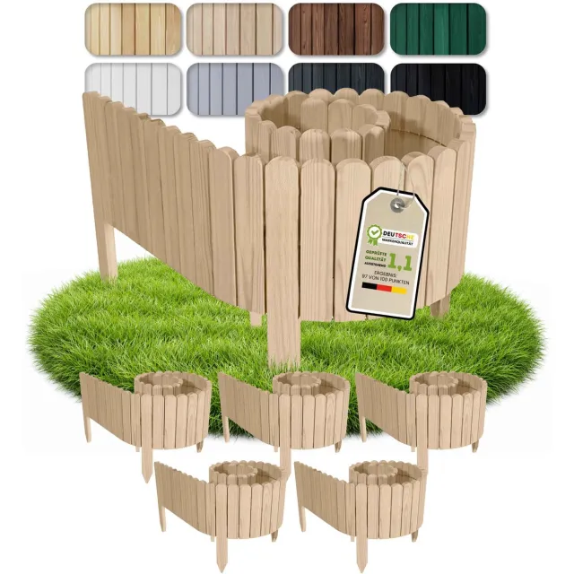 Floranica gazonrand hout - 10 m - 5 x 2 m - 10 cm hoog - onbehandeld - ronde bovenkant - grenen
