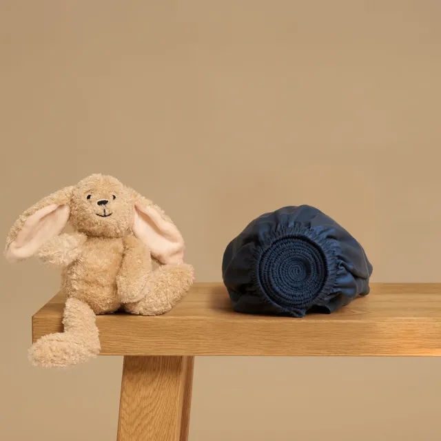 Coco & Cici Kids - Hoeslaken TENCEL Sateen Donker Blauw - 70x145x15