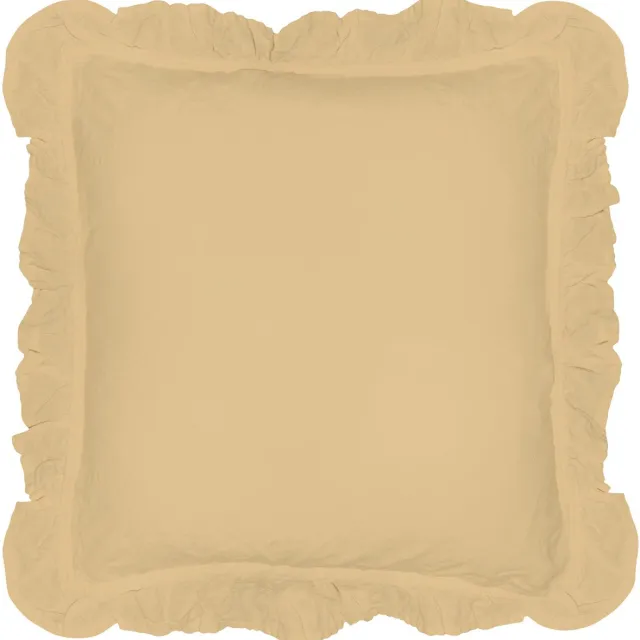 Darymex Stonewashed - Set van 2 Kussenslopen met Volant - 100% Katoen - Hotelsluiting - 40x40 cm - Natuurlijk Crème creme