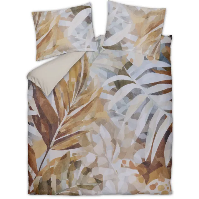 Vandyck Rooted katoen-satijnen dekbedovertrek beige Multi