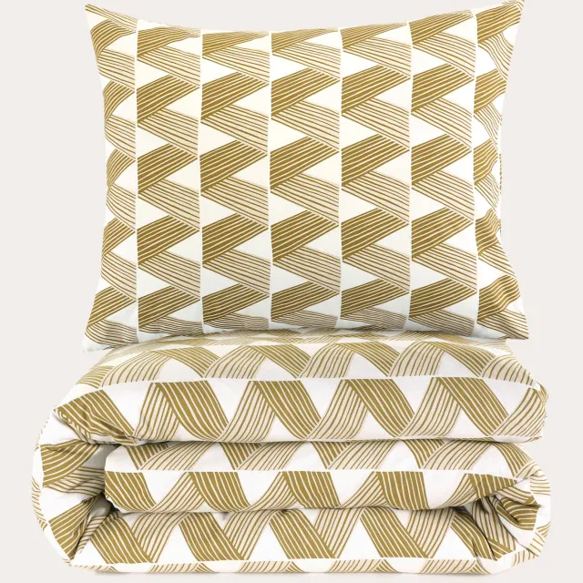 NOUS Living Zigzag Stripe katoenen dekbedovertrek beige