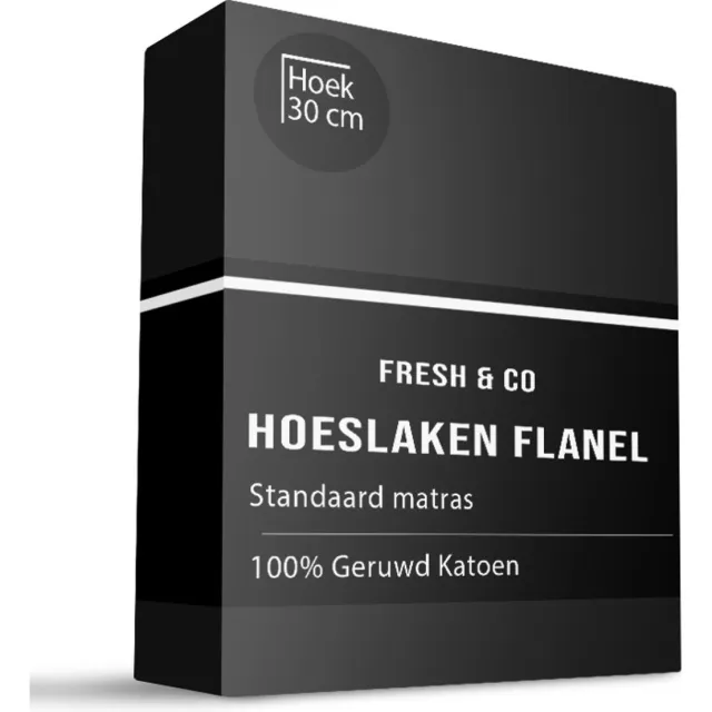 Dekbed-Discounter Fresh and Co Hoeslaken 200 x 210/220 cm - Katoen Flanel - Geschikt voor matrassen tot 25 cm hoog - Wasbaar op 30 graden - Strijkvrij - Zwart