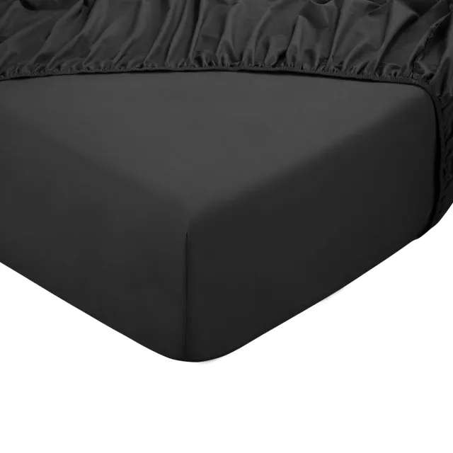 DoubleDry Hoeslaken 100% Natuurlijk Katoen - Tweepersoons 140x200 cm - Zacht & Ademend - Rondom Elastiek - Zwart