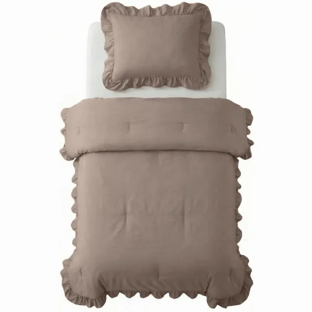 Sleeptime 2 in 1 Dekbed Ruffles - Dekbed zonder Overtrek - Wasbaar Dekbed - 140x200 - Taupe