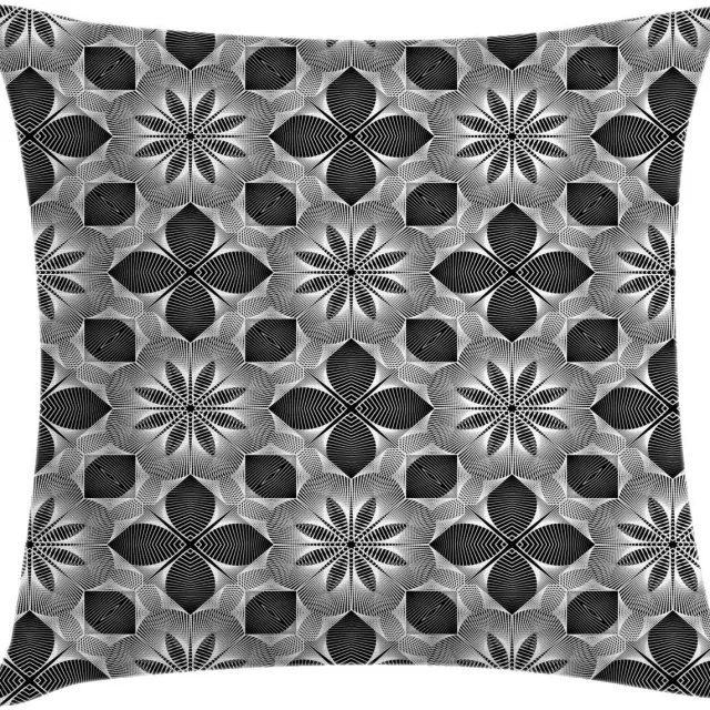ABAKUHAUS Kussenhoes – Abstracte Bloem – 45x45 cm – Dubbelzijdig – Grijs/Wit Antracietgrijs en wit
