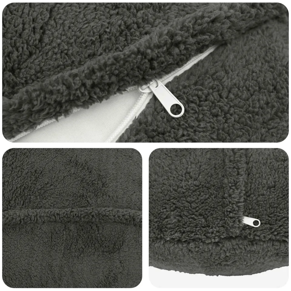 vidaXL Kussensloop 6 st HEERLEN Donkergrijs Dia. 60 cm Bouclé, foto 4