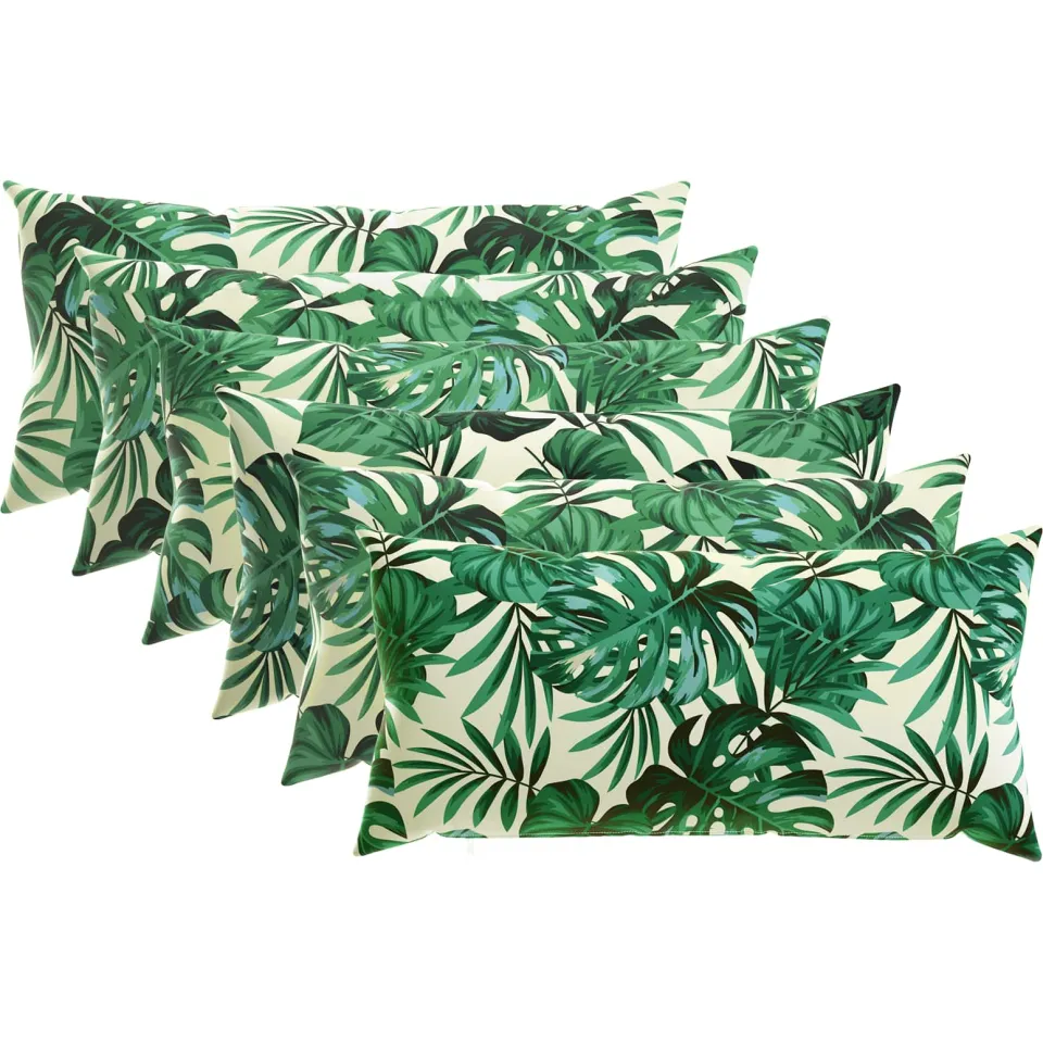 vidaXL Kussensloop 6 st HEERLEN Bladpatroon 40 x 70 cm Polyester groen, foto 3