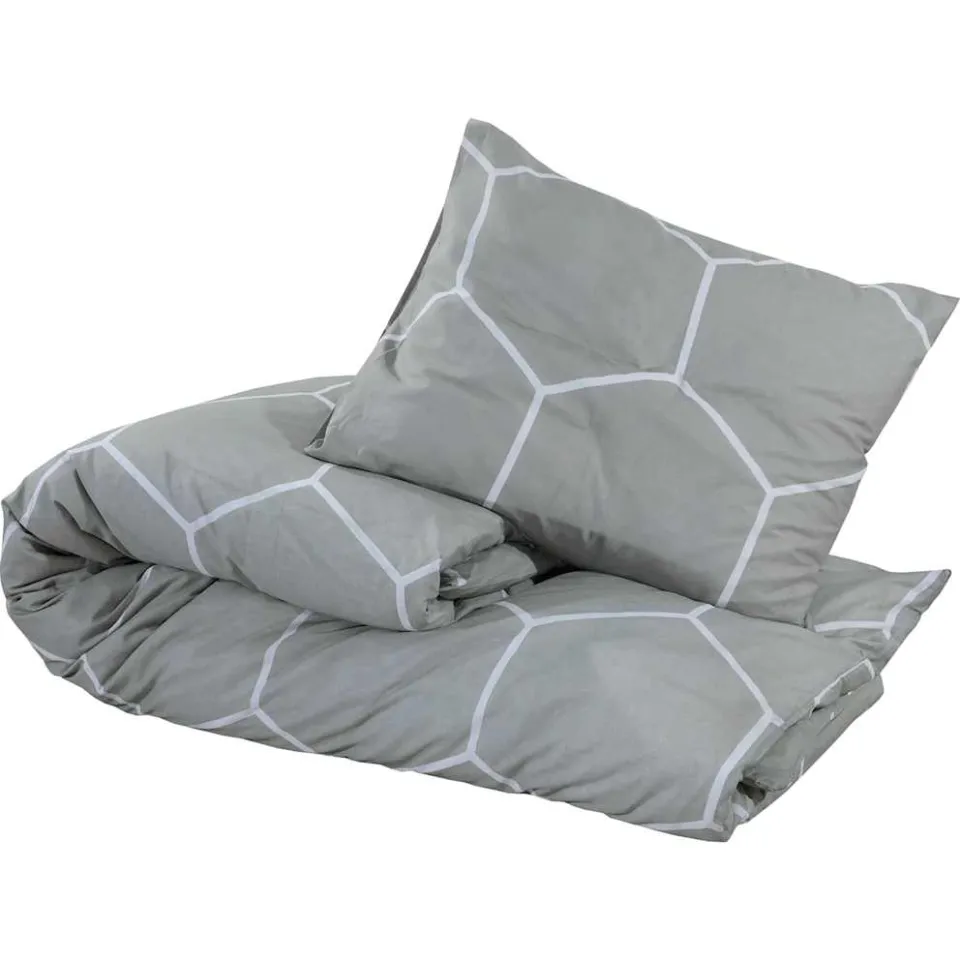 vidaXL Dekbedovertrekset 220x240 cm katoen grijs en wit