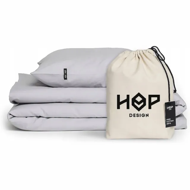 HOP Design Dekbedovertrek Lichtgrijs Katoen