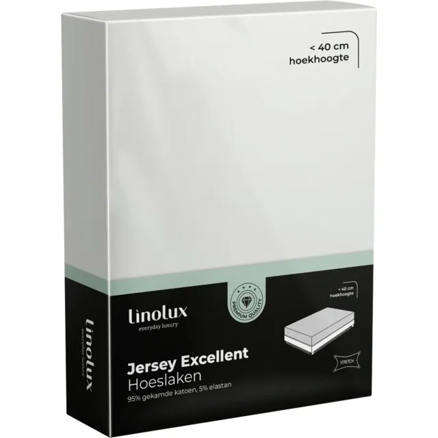 Linolux Hoeslaken Jersey Excellent Offwhite 140x200 t/m 160x220
