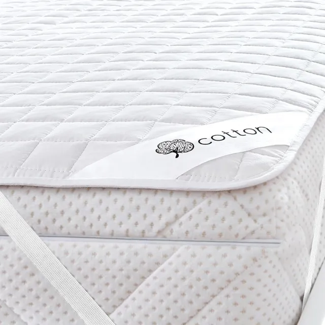 Fam Home Cotton Touch Mattress Protector, Natural and Breathable Mattress Topper, Practical and Durable Mattress Protector, Hygienic All-round Cover, Optimum Anti-dust Mite Cover Wit