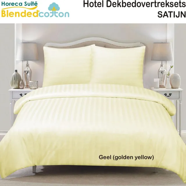 Homéé® Homéé hotel dekbedovertrekset satijn gestreept 27mm tweepersoons 200x220cm CVC 140g. m2 saffraangeel