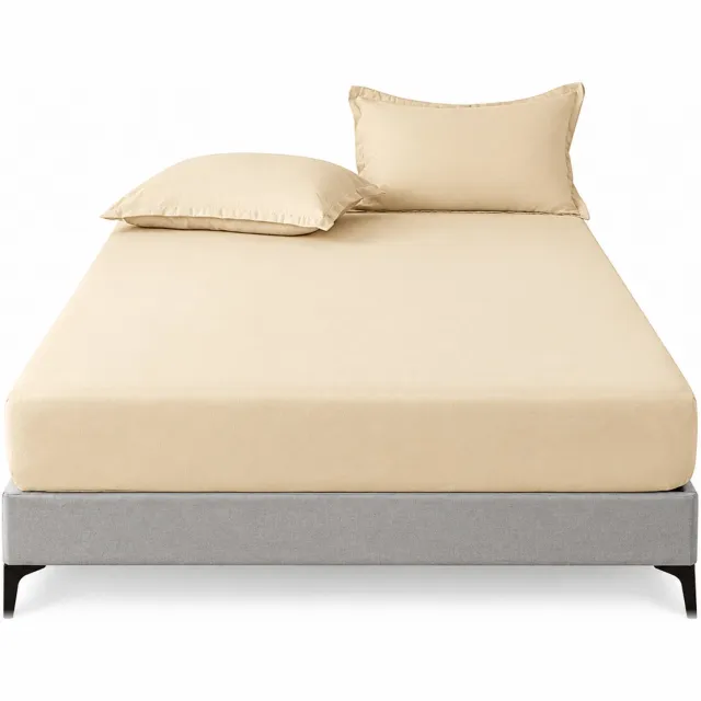 SWGOTA Effen beige hoeslaken 198 x 203 cm van polyester