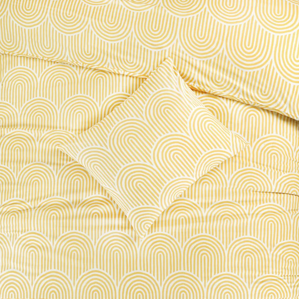 NOUS Living katoenen dekbedovertrek 2-persoons (200x220 cm) geel, foto 4