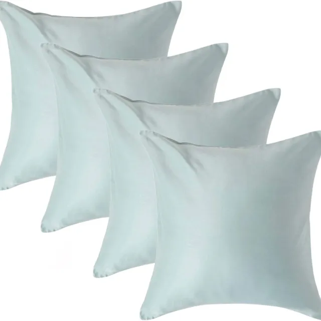 Homescapes Biologisch Kussensloop 40x40 cm – Set van 4 – Eendenei Blauw – 100% Egyptisch Katoen Satijn – Draaddichtheid 400