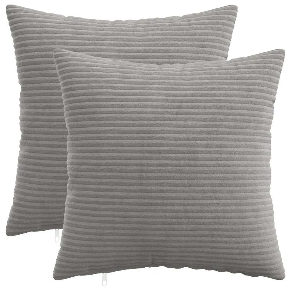 vidaXL Kussensloop 2 st HEERLEN Lichtgrijs 45 x 45 cm corduroy, foto 3