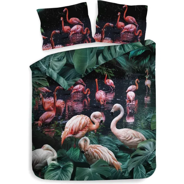 Heckett & Lane Heckettlane Dekbedovertrek Goran - Bedlinnen met Dieren print - Groen - Dekbedhoes van 100% Katoen-Satijn