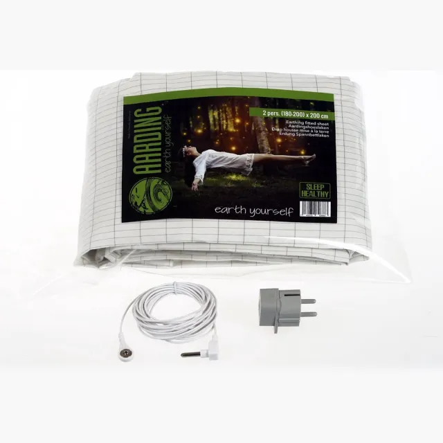 AARDING Aardingslaken (hoes) 2 pers. 180-200 x 200cm (kit incl. kabel 5 m en adapter) Wit