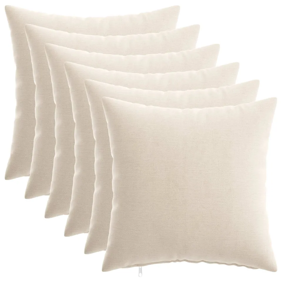 vidaXL Kussensloop 6 st HEERLEN Crèmekleurig 40 x 40 cm Chenille Stof, foto 3