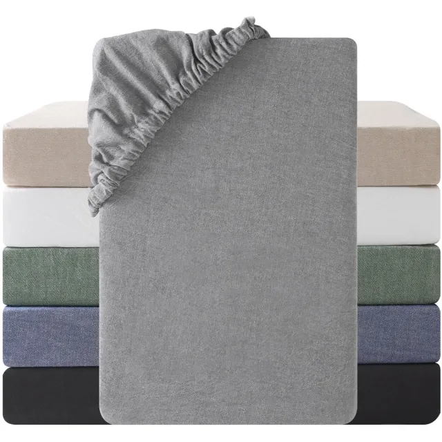 Ibenzoa Ademend Hoeslaken van 100% Gewassen Katoen voor Comfort en Stijl in de Slaapkamer grijs