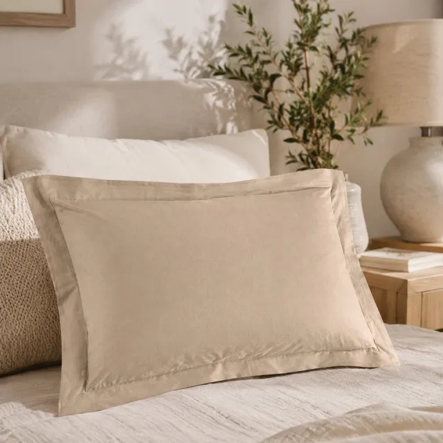 FERBELLA Lina kussensloop – 50 x 70 cm – katoen – zandkleur (sable) – zachte en ademende kussensloop Beige