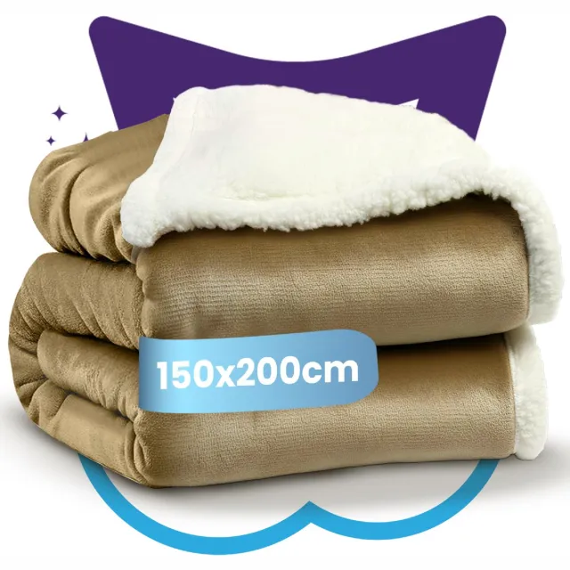 Nice Dreams Omkeerbare Sherpa Fleece Plaid – Velvet & Sherpa Deken – Extra Zacht, Warm & Luxe – Cadeauverpakking – 150x200 cm – Taupe