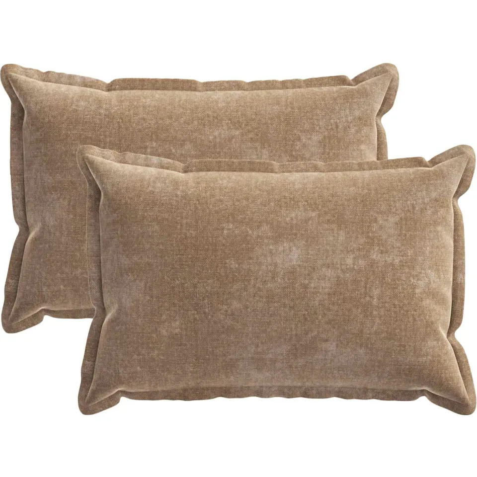 vidaXL Kussensloop 2 st HOUTEN Bruin 50 x 75 cm Chenille Stof, foto 3