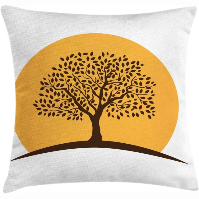 ABAKUHAUS Bladeren Kussenhoes – Boom des Levens Botanie – 45×45 cm – Wit/Oranje
