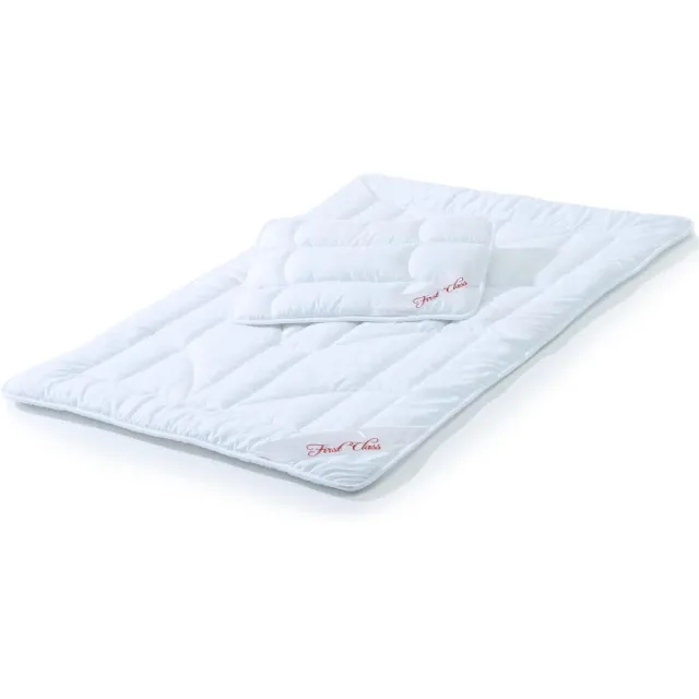 First Class kinderdekbed, 100 x 135 cm, het hele jaar door dekenset met hoofdkussen, 40 x 60 cm, kinderdekbed wit