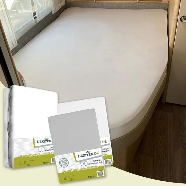 dexitex Textielpakket Frans bed - 1 molton met 2 hoeslakens - rechts 1 Wit + 1 Licht grijs 1 x molton/ 1 x wit hoeslaken + 1 x licht grijs hoeslaken