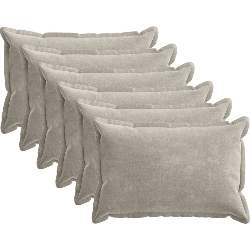 vidaXL Kussensloop 6 st HOUTEN Lichtgrijs 30 x 50 cm Chenille Stof, foto 3