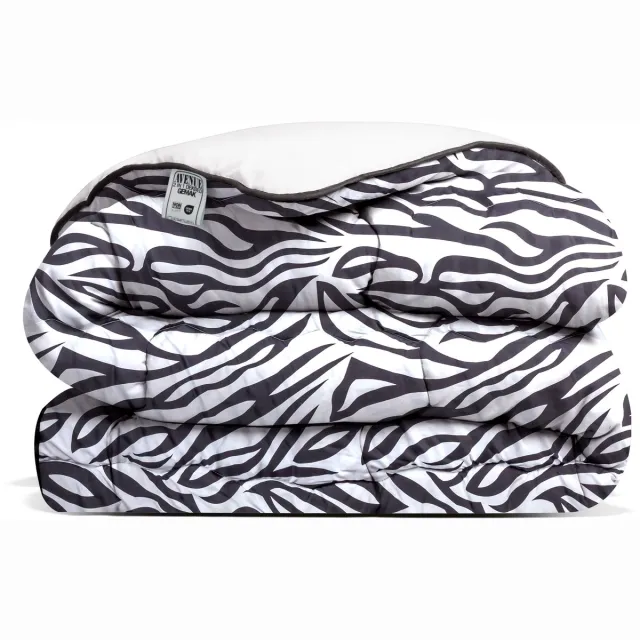 Avenue Luxe en makkelijk dekbed zonder overtrek – Hoesloos Lits-jumeaux dekbed 240x220 cm – Anti-allergisch & hygiënisch – Wasbaar op 60°C – Wolkenzacht en soepel – Zebra - Zwart Wit – All Year comfort zomerdekbed & winterdekbed