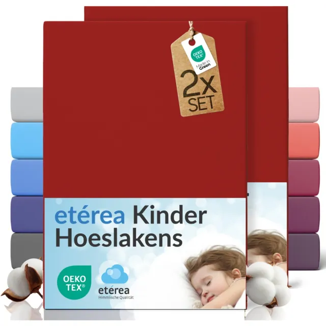 etérea Himmlische Qualität etérea Jersey hoeslaken 2-pack 60x120-70x140 cm (hoek 15 cm) 100% katoen - Kersenrood