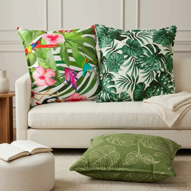 vidaXL Kussensloop 6 st HOUTEN Bladpatroon 70 x 70 cm Polyester Groen