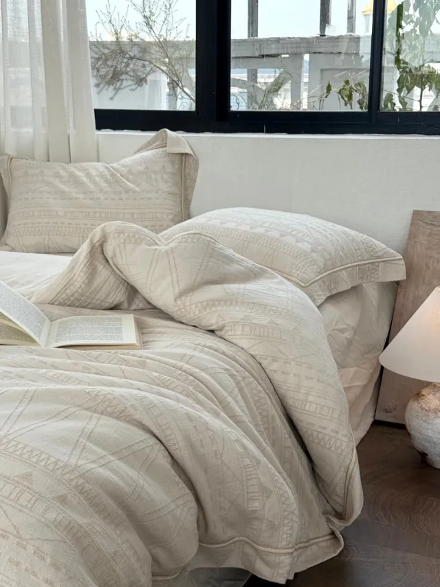 Jaquet Bedding 4-Delige Dekbedovertrekset 240x220 cm – Katoen-Linnen – Beige Naturel – Parijs Eiffeltoren – Lits-jumeaux