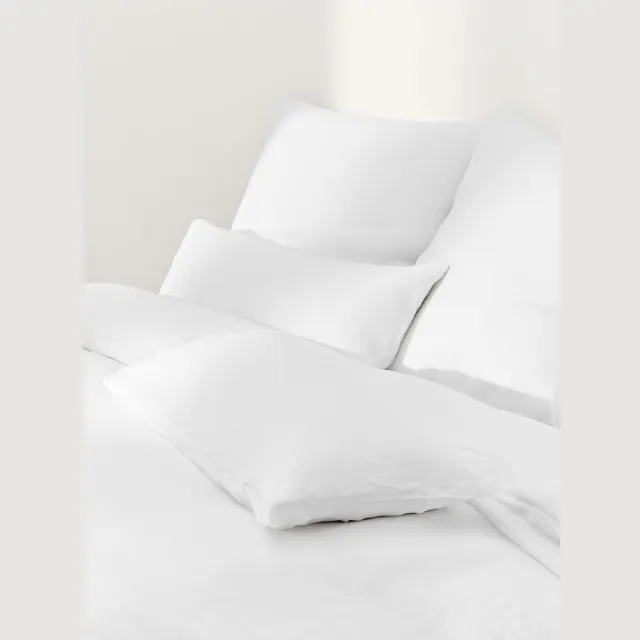 Westwing Collection Gewassen linnen dekbedovertrek Airy Wit