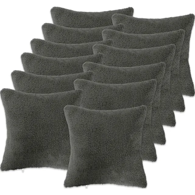 vidaXL Kussensloop 12 st HEERLEN Donkergrijs 50 x 50 cm Bouclé