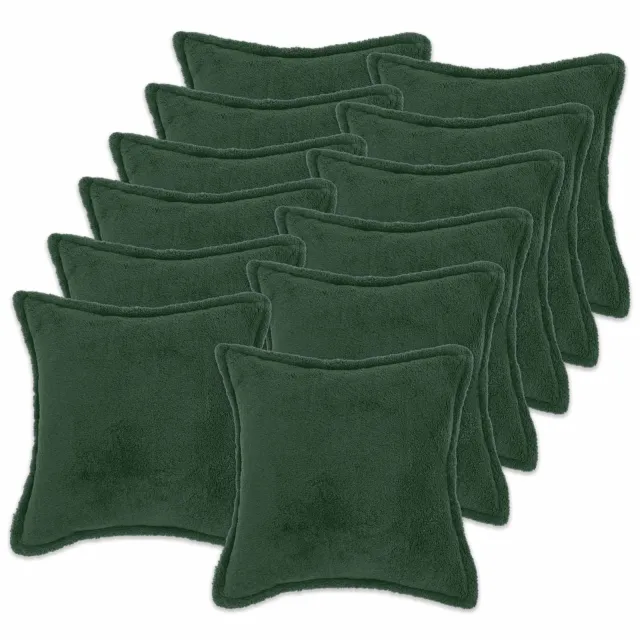 vidaXL Kussensloop 12 st HOUTEN Donkergroen 50 x 50 cm Bouclé