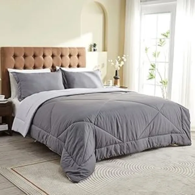 Gtb Dekbed 200x200 - Dekbedovertrek 200x200 Tweepersoons - Zomerdekbed - Grijs - 200cm x 200cm x 2cm