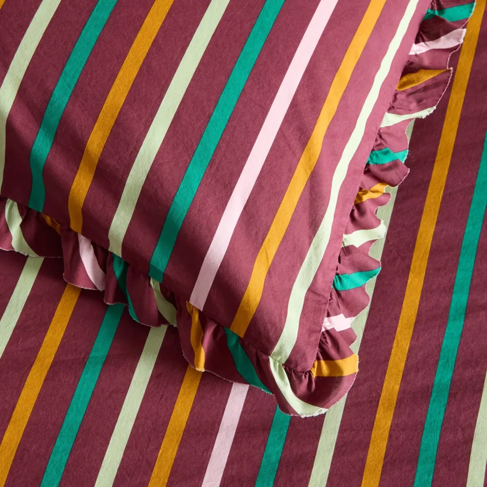 NOUS Living katoenen kussensloop met print donkerrood, foto 6