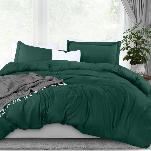Famanu Dekbedovertrekset kingsize 264 x 228 cm microvezel met ritssluiting en 2 kussenslopen Emerald