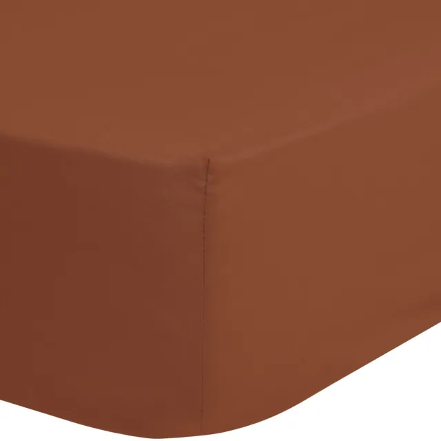 Good Morning hoeslaken effen kleur - 1 persoons 90x200 cm - Terra - 100% Katoen renforce