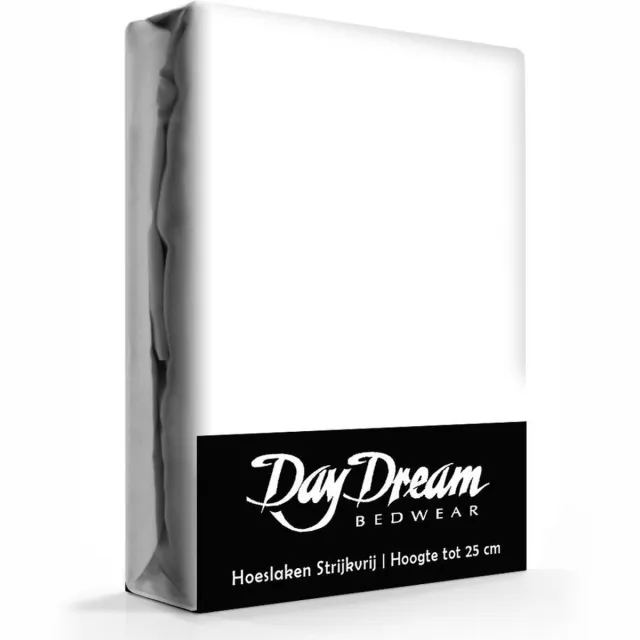 Day Dream Hoeslaken - Strijkvrij - Katoen - 160 x 200 cm - Wit