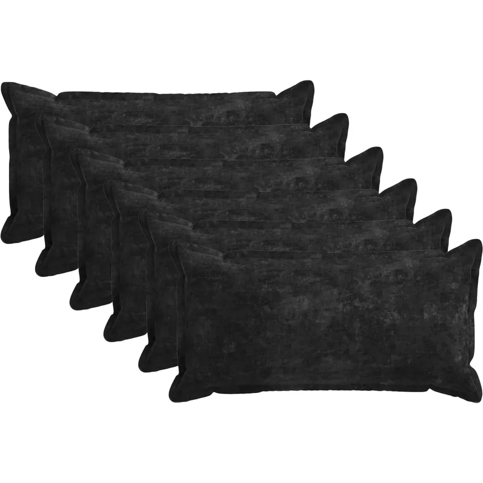 vidaXL Kussensloop 6 st HOUTEN Antraciet 40 x 80 cm Chenille Stof, foto 3