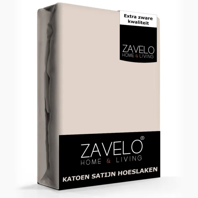 Zavelo Hoeslaken Katoen Satijn Taupe-1-persoons (90x200 cm)