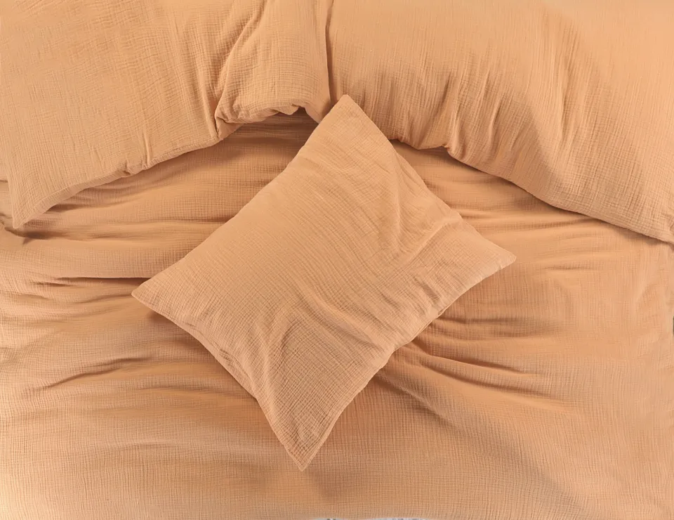 NOUS Living mousseline dekbedovertrek 2 persoons oranje (200x220 cm), foto 3